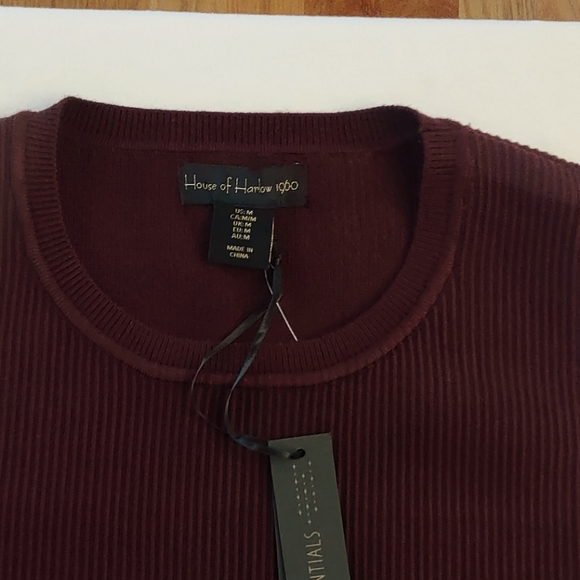 House of Harlow 1960 Crewneck Ribbed Knit Crop Top, L - Picture 2 of 5